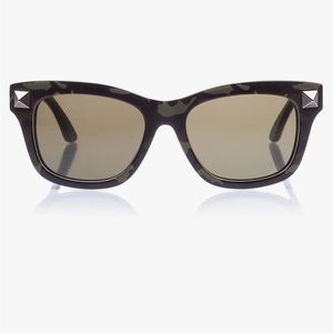 Valentino studded wayfarer style sunglasses in green camouflage